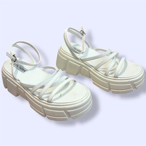 Steve Madden White Strappy Platform Sandals